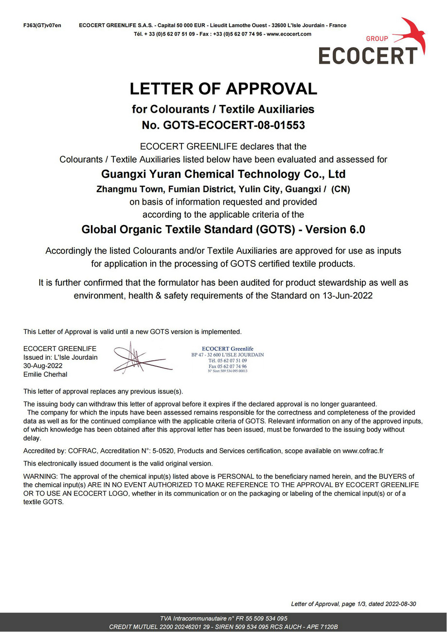 Global organic textile standard certification