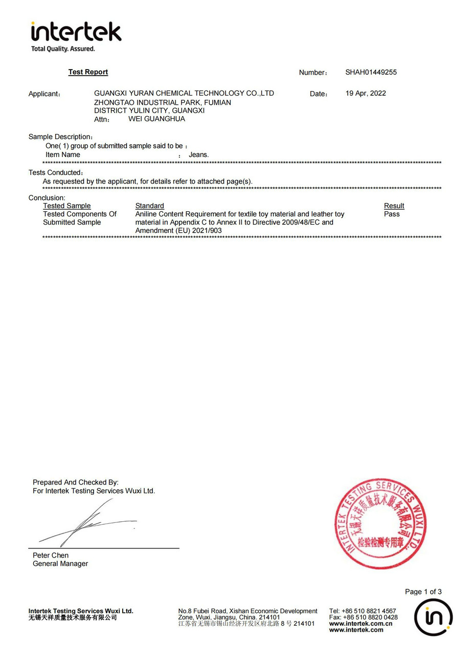 Aniline-free test report